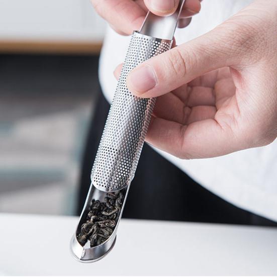 Tea Strainer Fine Mesh Heat-resistant with Hook Non-slip Percolating Portable Stainless Steel Pipe Shape Hanging