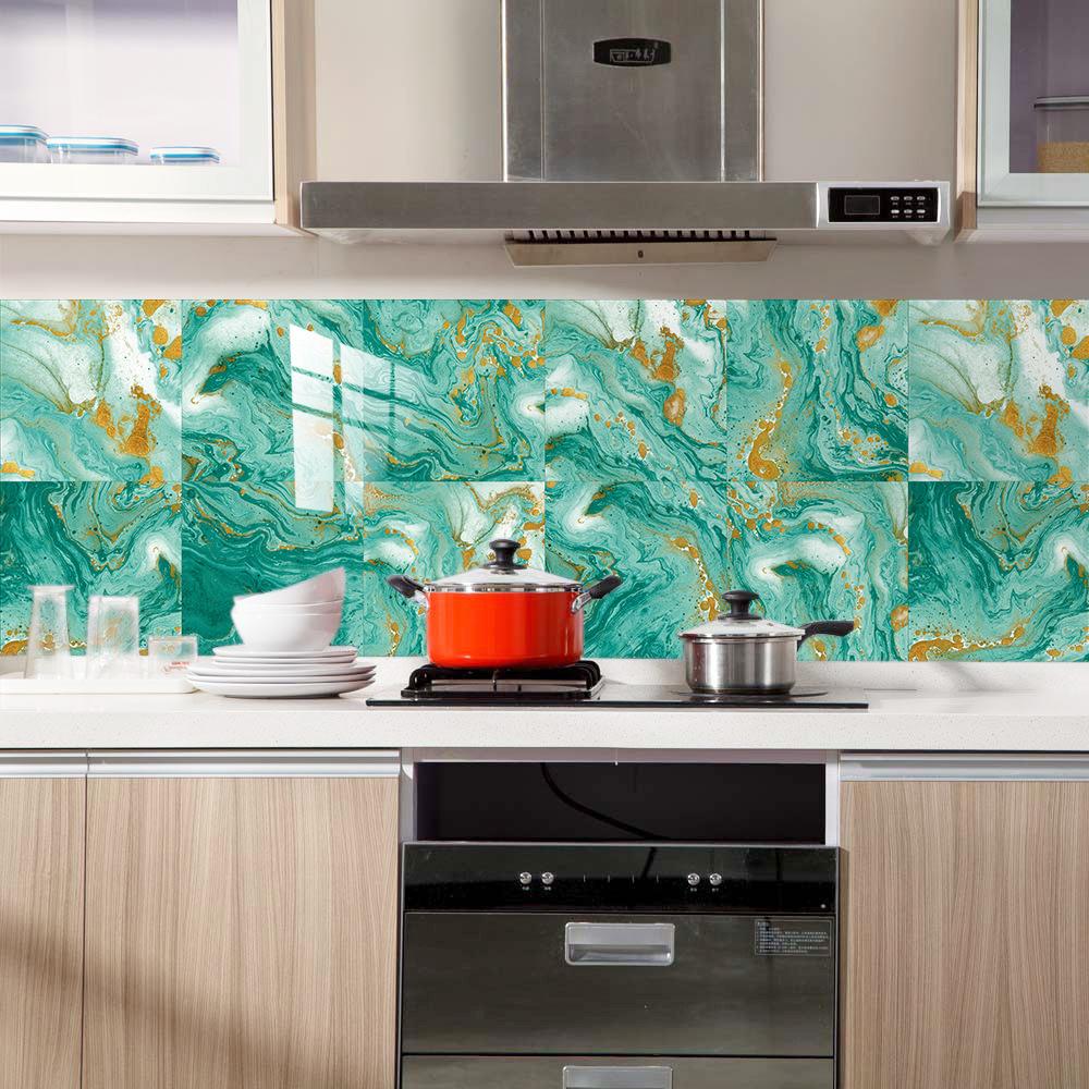 10 шт. зеленый камень, мрамор, гранит, текстура, плитка, наклейка, кухонный фартук, маслостойкая наклейка для ванной комнаты, домашний декор, самоклеящаяся