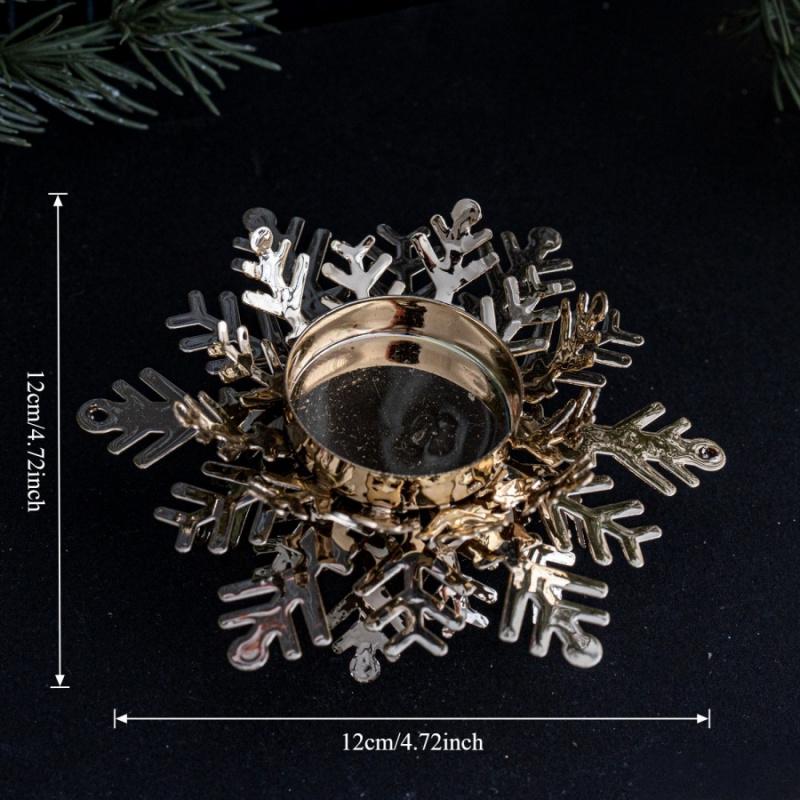 1pcChristmas Flower Snowflake Candle Holder Gold Iron Candle Stand Ornament Christmas Decoration Vintage Tray Decorative Supplie