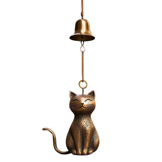 Кошачья подвеска в виде колокольчика, уличная подвеска в виде котенка, садовая металлическая статуэтка кошки, памятное украшение для украшения крыльца, подарок любителям кошек
