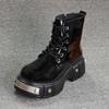 Платформа Ботинки Мартин Металл панк молния ботинки локомотивы Британская обувь с большой головой Модные универсальные высокие ботинки в стиле милитари