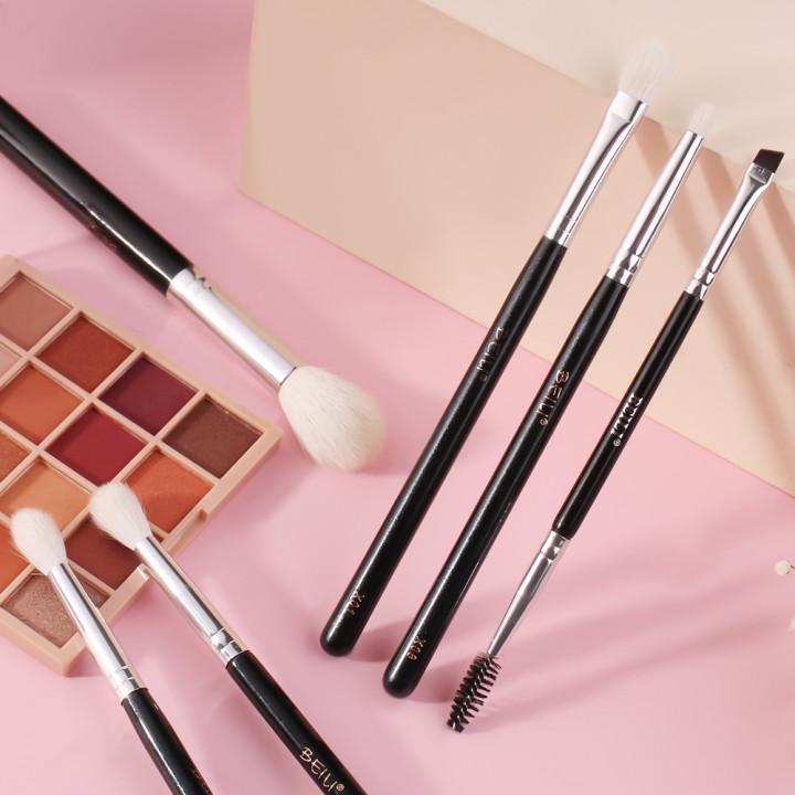 BEILI Профессиональные 6 шт. классические натуральные кисти для макияжа глаз, набор теней для век, растушевки бровей, дымчато-черные, красивые кисти для макияжа