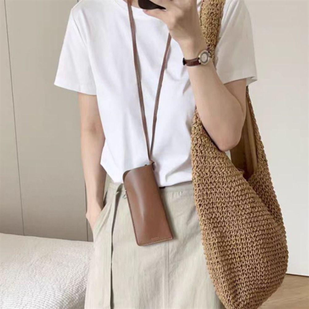 Solid Color Outdoor Glasses Storage Bag Hanging Neck Women Eyeglass Cover Sunglasses Storage Clip