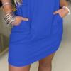 Women's Short Sleeve T-shirt Dress Casual Crew Neck Short Dress with Pockets Summer Mini Shift Dress