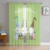 Happy Easter Gnomes And Eggs Green Tulle Curtains for Living Room Bedroom Voile Sheer Curtain Window Home Decor Drapes