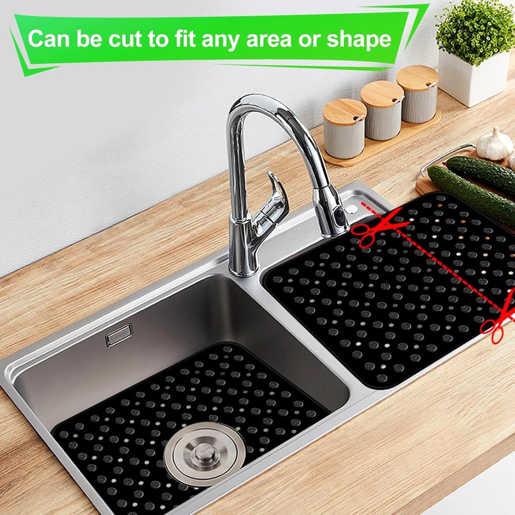 Coopay 2 Pack Kitchen Sink Mat Plastic Protect Mat PVC Eco-friendly Kitchen Adjustable Stainless steel/Porcelain Dish Drying Pad Protector for Bottom