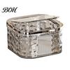 Decorative Small Waste Bin Desktop Trash Can with Pop-Up Lid, Transparent Glacier Texture Waterproof Holder for Table Bin, Compact Plastic Garbage
