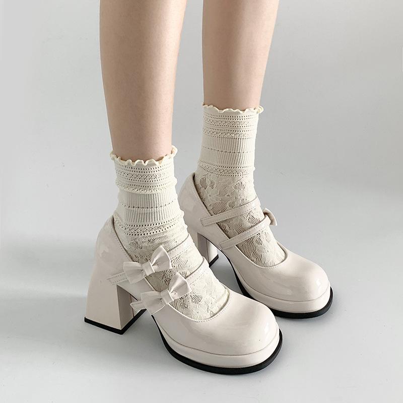 Fashion Women's High Heels Pumps Mary Janes Shoes New 2024 Fashion Bowknot Platform White Black Heeled Party Dance Wedding Shoes Zapatos