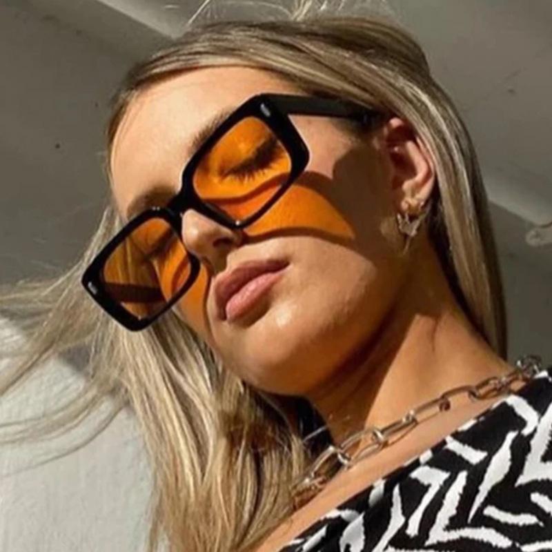 Rectangle Shape Female Sun Glass Korean Fashion Rivets Decoration Sunglasses for Men Fashion Trendy Party Sunglasses
