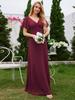 Ever-Pretty Women's A-Line V-Neck Chiffon Pleated Bridesmaid Dress with Ruffle Short Sleeves