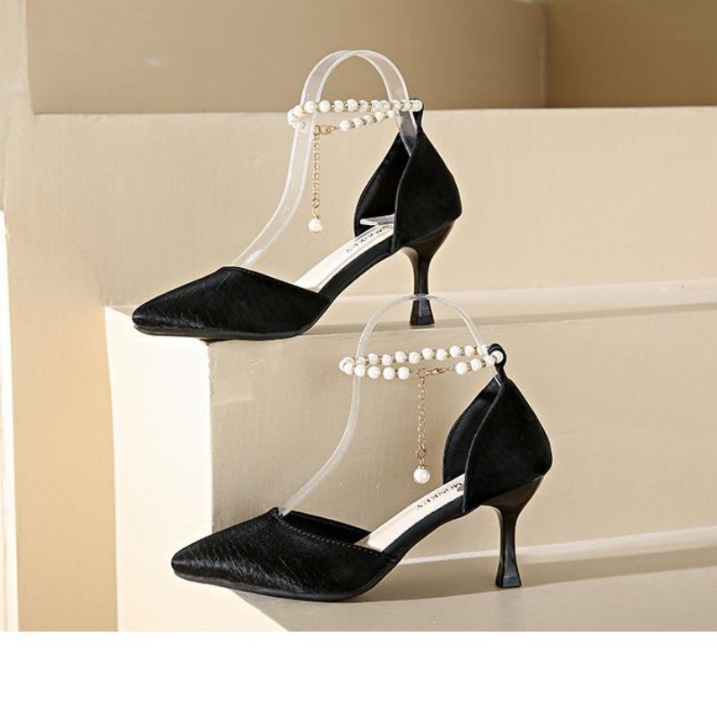 Летние туфли-лодочки, босоножки женские с жемчугом, Мэри Джейн, белые туфли на тонком каблуке, на высоком каблуке, универсальные, не утомляющие ноги.