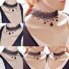Gothic Black Lace Retro Choker Collar Flower Pendant Necklace Jewelry