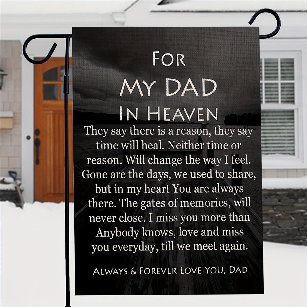 1pc Memorial Garden Flag for Dad in Heaven - Double-Sided Burlap, 12x18 Inch, Grave Outdoor Decor