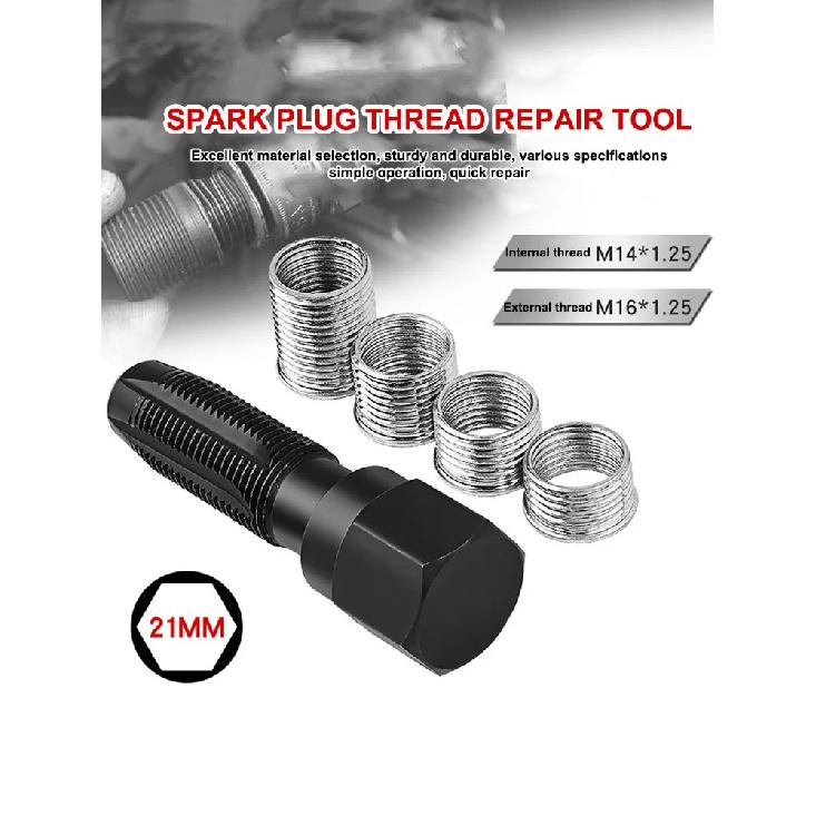 M14*1.25 Spark Plug Thread Repair Tool Car Spark Plug Rethreading Helicoil Thread Repair Kit Spark-Plug Hole Sleeve Parts