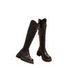 2025 New Boots Women's Spring, Autumn and Winter V-mouth Thin Versatile Thick Heel Thick Bottom Brown High Boots Knight