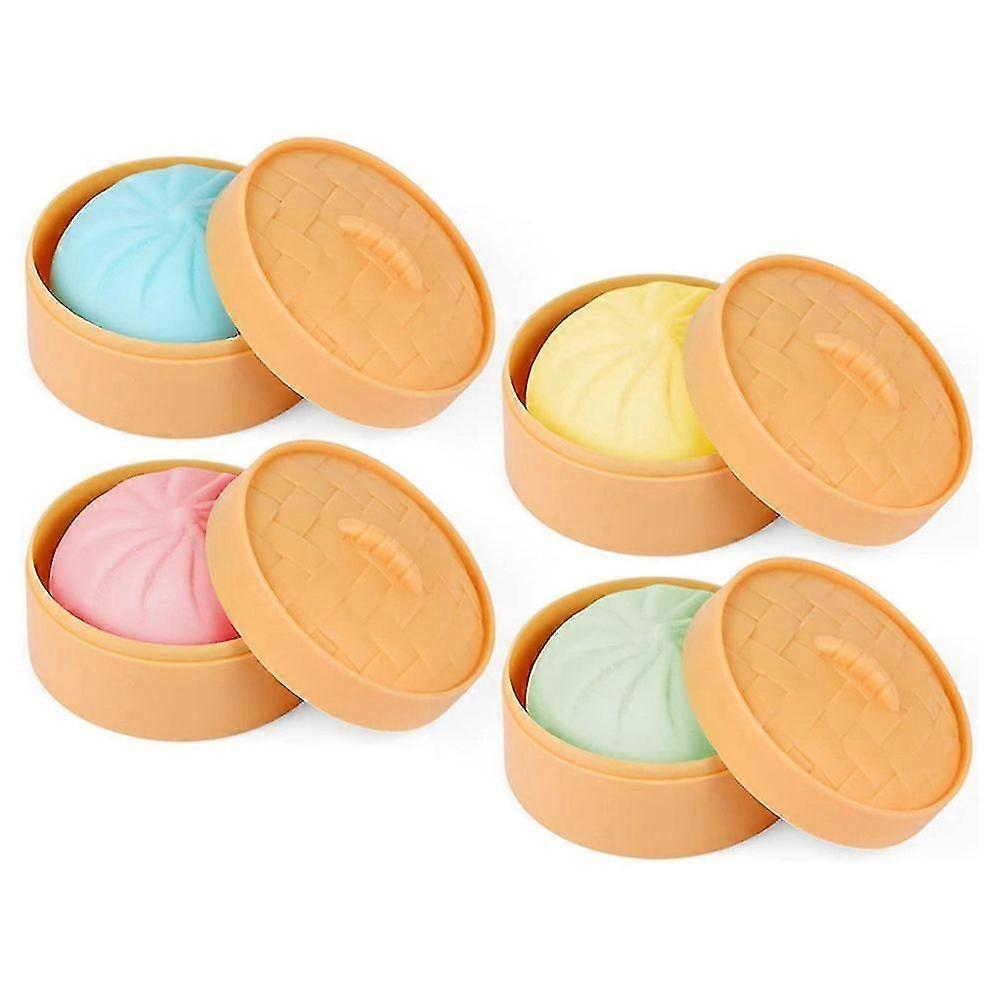 4 PCS Colorful Dumpling Stress Balls Fidget Sensory Toy,Squeeze Dough Ball Stress Relief Hand Toy,Bun