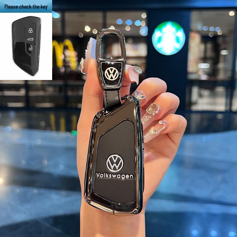Чехол для ключей Volkswagen для Teramont, ID3, Tayron, ID4, Golf 8, Lamando - Металлическая и кожаная оболочка.