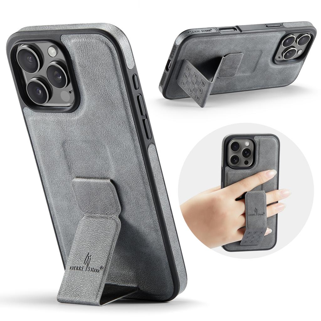 Luxury Foldable Leather Case For iPhone 16 Pro Max 15 Plus 14 13 12 invisable Wristband Magnetic Business Hand Grip Stand Cover