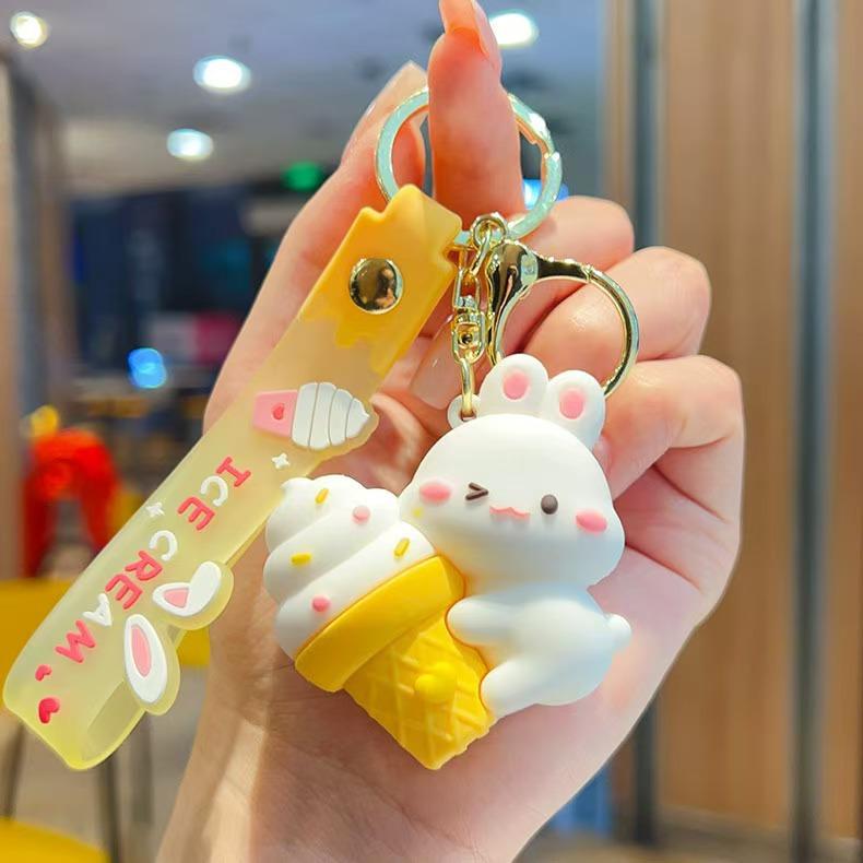 Anime Cartoon Bunny Key Chain Creative Cute Car Key Pendant Bag Doll Pendant Gift