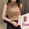 Sexy Hot Girl High Vest Women's Summer Slim Elastic Inner Wear Turtleneck Sleeveless Knitted Base Layer Sweater