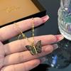 Japanese & Korean Style Gradient Butterfly Zircon Steel Necklace - High-End Non-Fading Women's Clavicle Chain