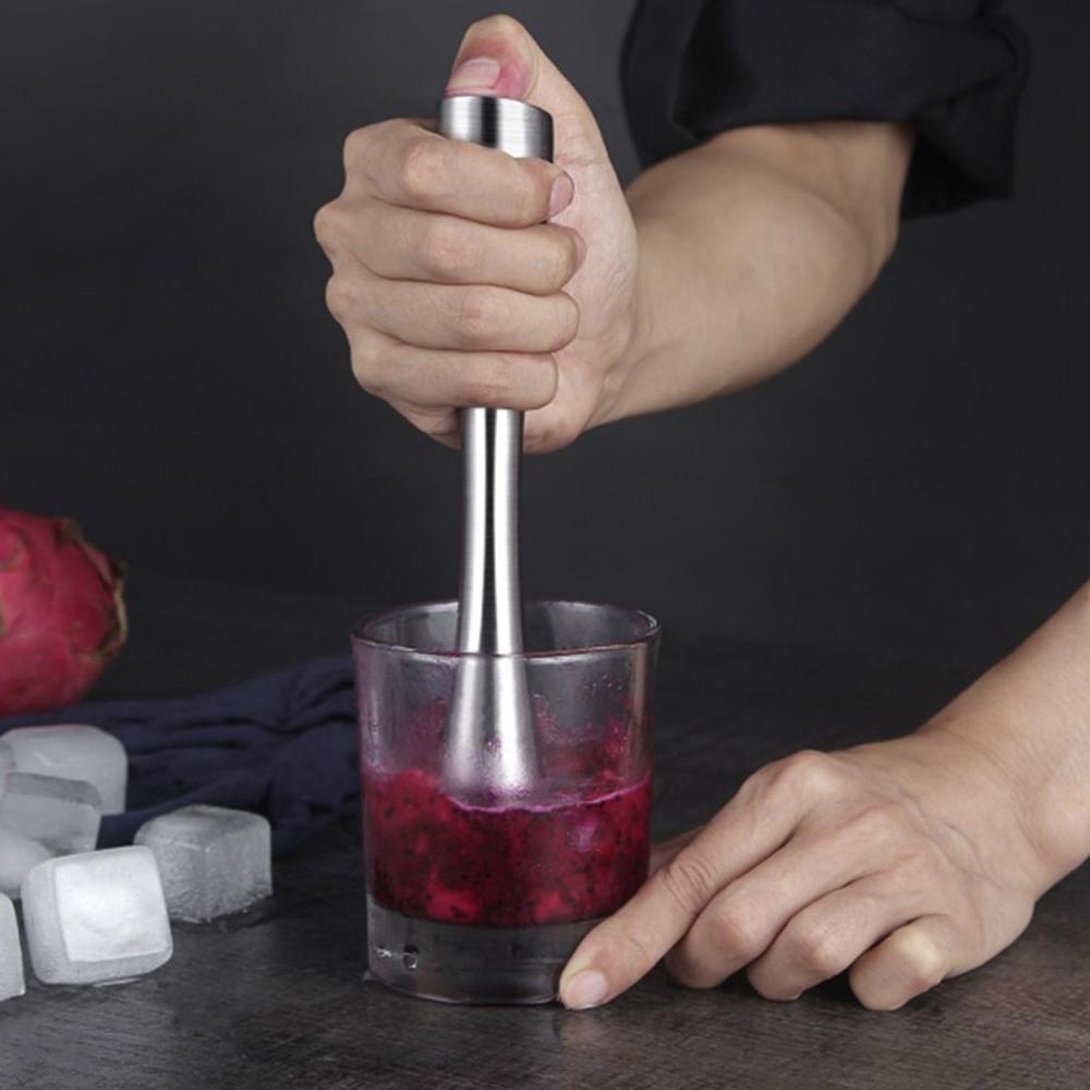 Kitchen Masher Stainless Steel Rod Hammer Cocktail Mixer Stirrer Tool Mojito Muddler Ice Crusher
