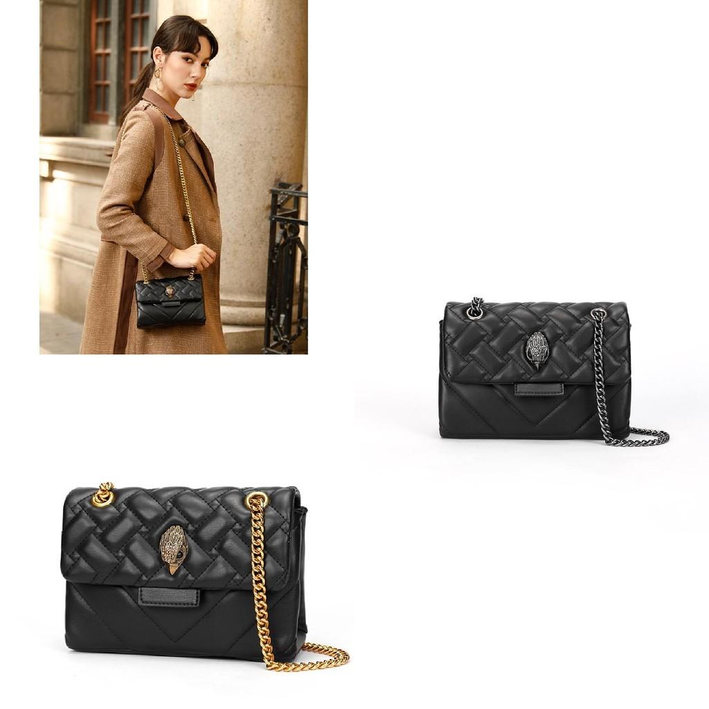 Kurt Black Geiger Crossbody Bag Chain Rhomboid Grid Eagle Head Decorate Gift
