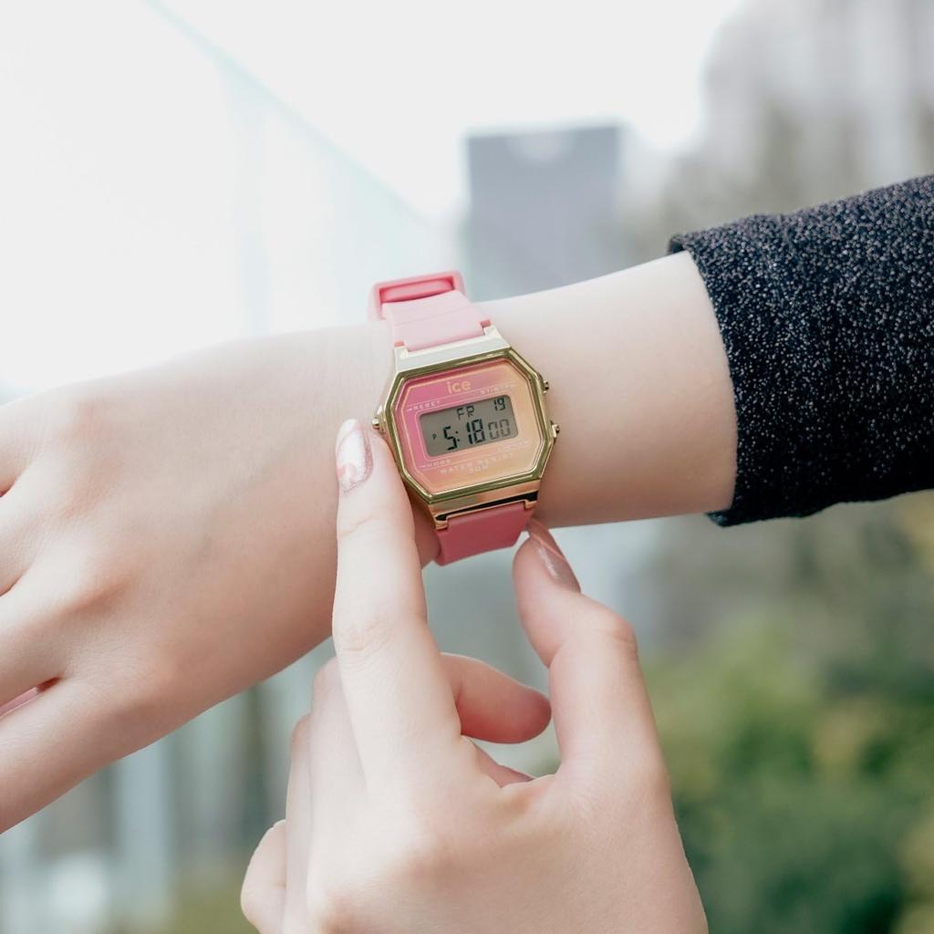 ICE WATCH Officially Imported Watch ICE Digit Retro Sunset 32mm Silicone Rubber Belt 022715 Ladies Coral Dreamscape