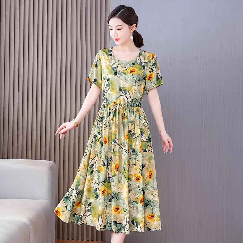 Винтажное платье с цветочным принтом, женские летние повседневные длинные платья больших размеров