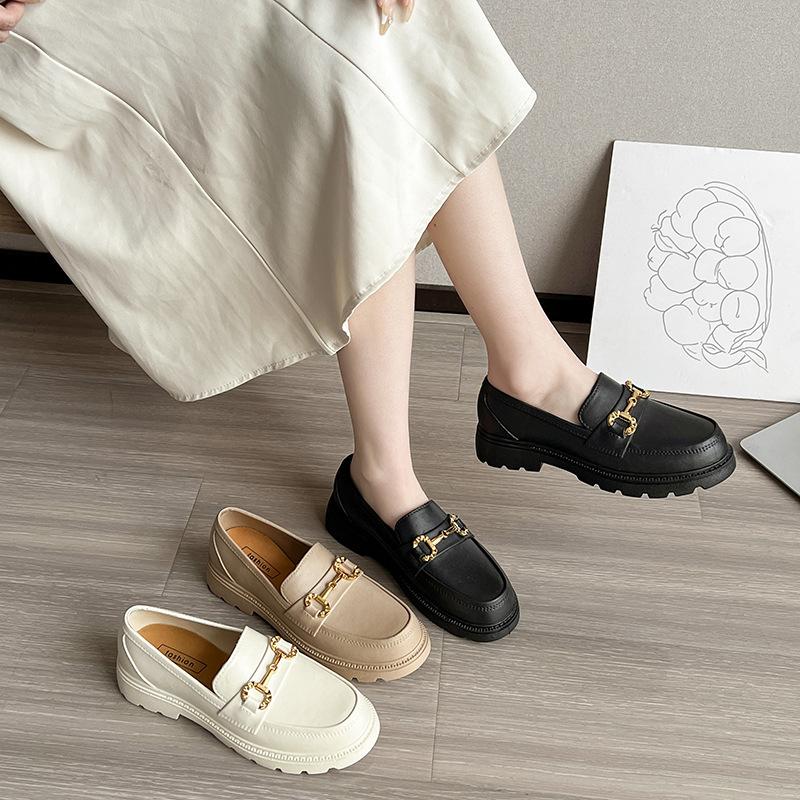 Женские лоферы Обувь Осень Платформа Подошва Британский Стиль Модные Уличные Слипоны Одинарная Обувь Толстая Подошва Корейский Стиль