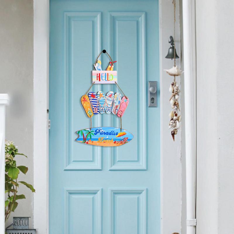 Beach Door Sign Color Printed Cartoon Coastal Yard Sign Beach Wall Decor Garden Accessories Decorative Ornaments For Family
