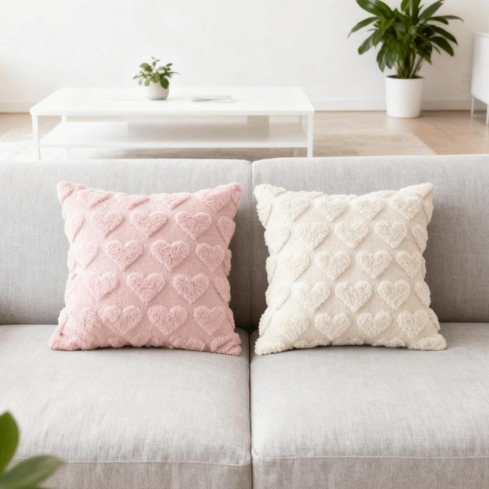 45*45 CM Heart Plush Pillow Cover Romantic Throw Pillow Cover Sweet Cushion Cover  Bedroom Decor