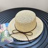 Sun Protection Straw Boater Hat Breathable Mesh Flat Top Beach Hat Handwoven Sun Cap  Resort Wear