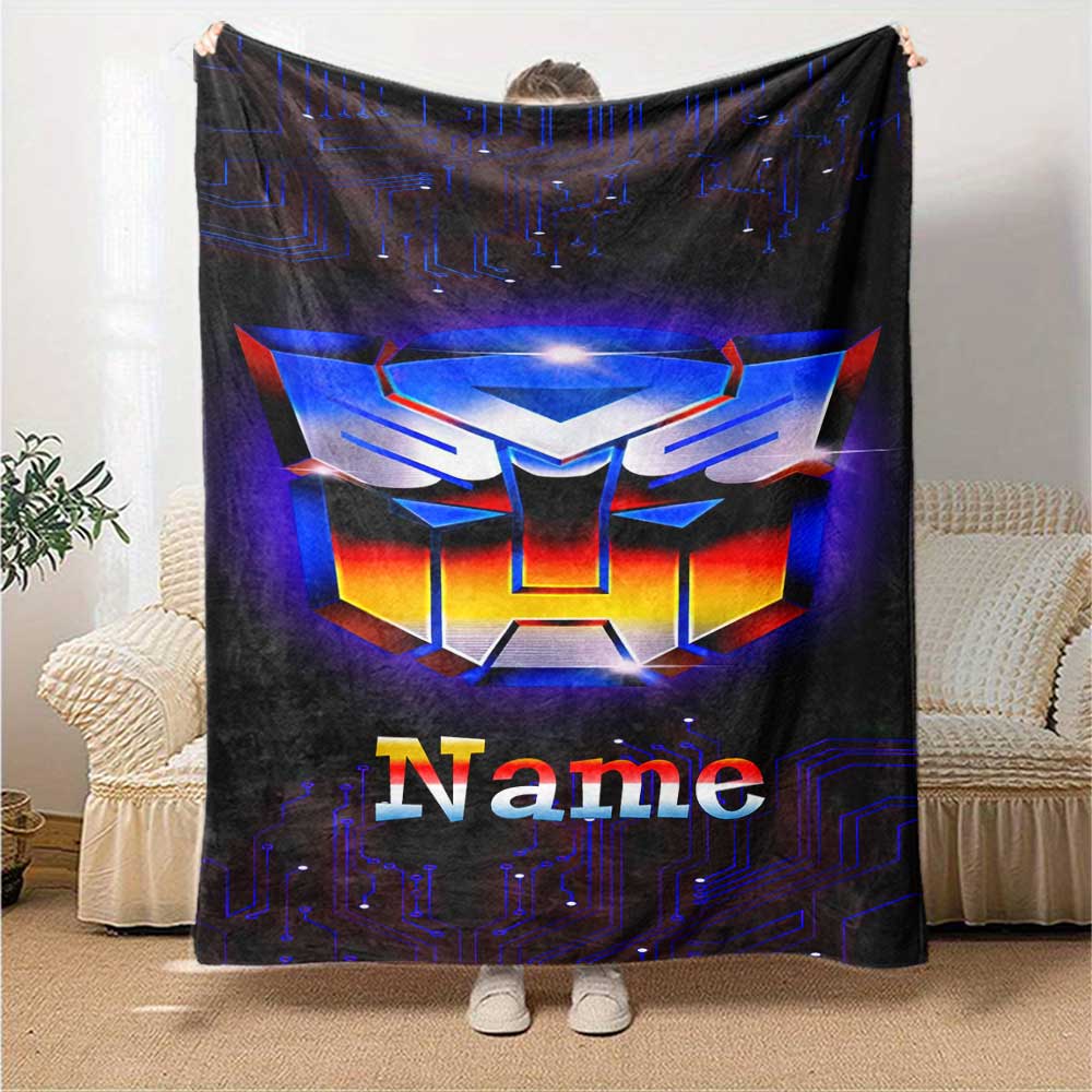 Transformers Fans (23) Personalized Text Blanket Cozy Customizable Blanket Soft Warm Cozy Suitable for Bedding Livingroom Picnics Home Decor