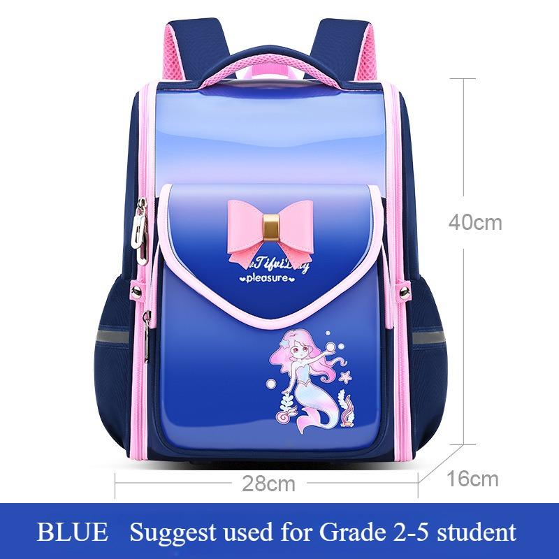 New Fashion Gradient Color Primary Student School Bags for Girls Grade 2-5 Exquisite Bow Cartoon Children Backpack Lightweight Portable Kid's Book Bag