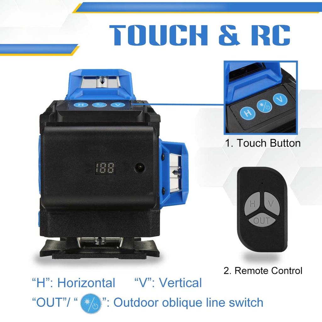 6000mAh 16 Lines 4D Green Laser Level Tripod Green 360° Horizontal + Vertical Cross Lines With Auto Self-Leveling Indoors and Outdoors