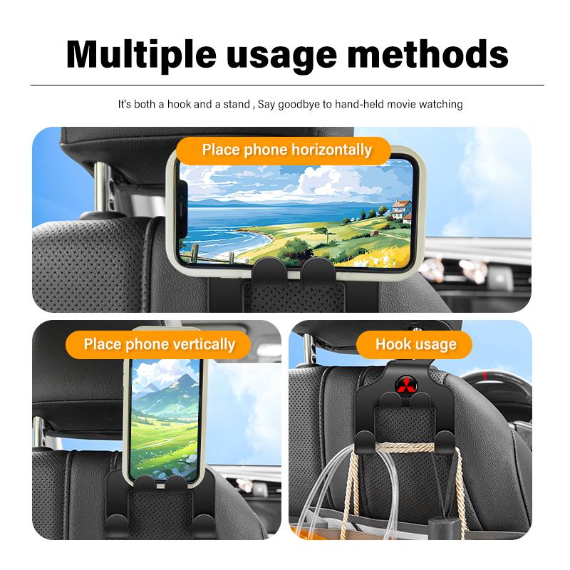For Mitsubishi Car Universal Seat Hooks Multifunctional Phone Storage Holder Outlander Pajero Sport Lancer EX ASX L200 Eclipse