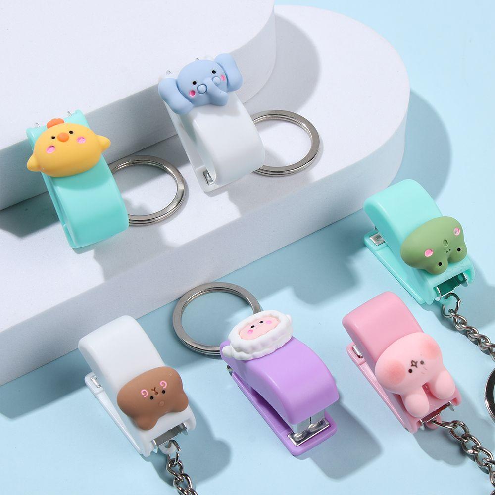 Binder Tools Cartoon Cute Stapler Paper Clips Mini Stapler Push Clip Document Binding Hoops