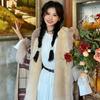 Thickened Warm Shawl Cloak Retro Plaid Hooded Large Fur Collar Coat Women's Clothing