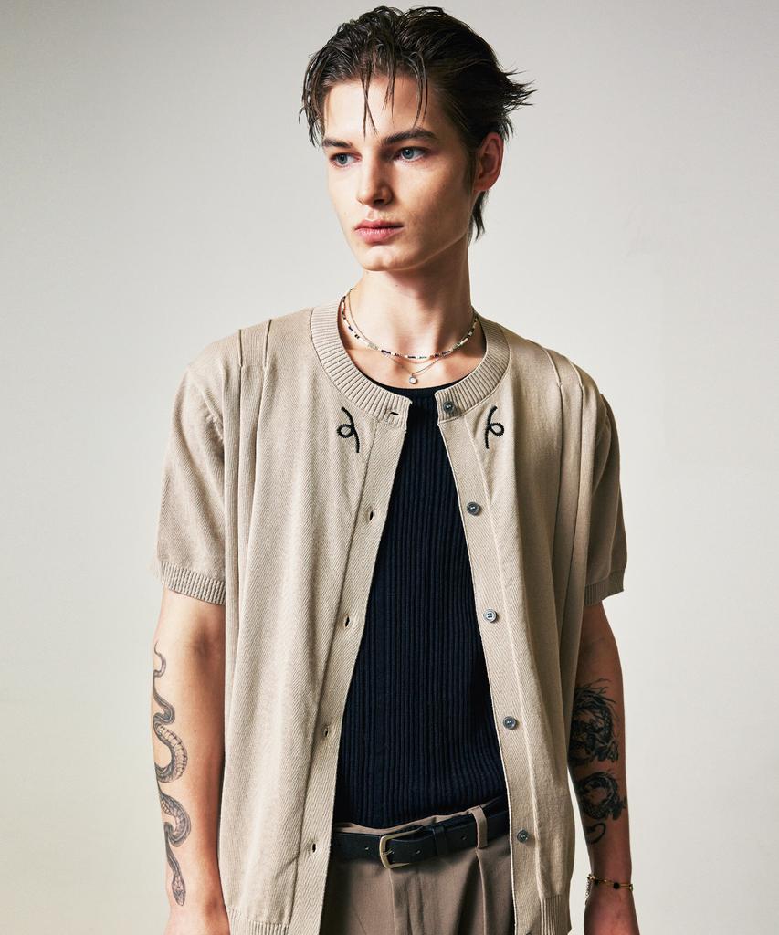 SSY Filigree Half Sleeve Summer Cardigan Beige