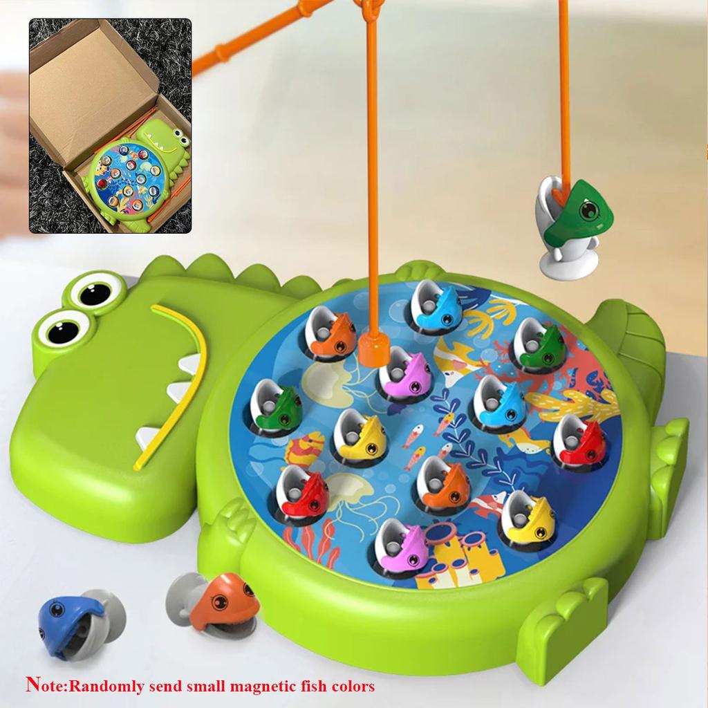 Dinosaur Simple Magnetic Fishing Toys Play Rod Game Toys For Children Baby Montessori With Rod Kids Educational No Rotating Gift