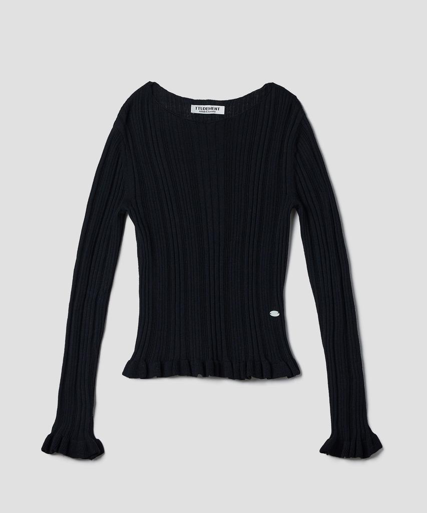 TTUDEMENT Boatneck Rib Knit_Black