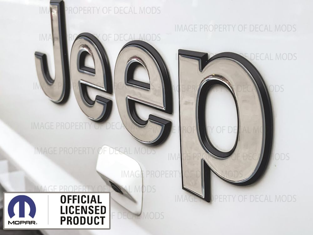 Наклейки Модификации 3D Выпуклая Накладка на Заднюю Дверь Jeep Jeep Wrangler & Gladiator JL/JT Rubicon (2018-2024 гг.) Зеркальный хром | FK3Q4