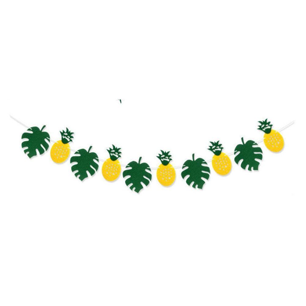 Cartoon Pineapple Turtle Leaves Banners Handmade Hawaii Party Banner Creative Leaf Flag  Birthday