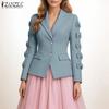 Women Casual Notched Lapel Loose Long Sleeve Thin Cardigan Blazer