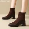 Модные женские замшевые ботильоны Модные зимние туфли на среднем каблуке Женские трендовые элегантные платья 2025 года Новые зимние готические мотоциклетные ботинки Mujer Botas