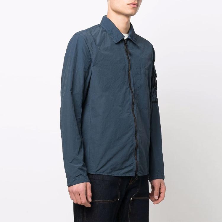 Stone Island Ss22 Solid Color Side Label Zip Jacket Men Jacket Blue 761510502-V0024