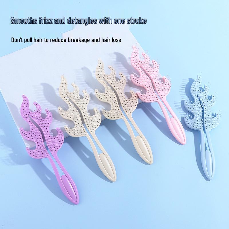 Расческа для массажа кожи головы в форме пламени: Полая конструкция для гладких, пышных волос, подходит для влажного и сухого использования