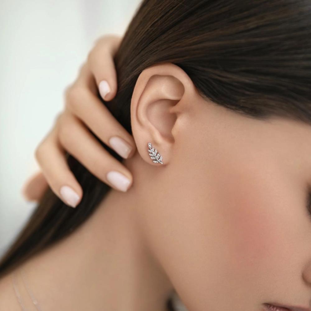 ANDYWEN Серьги-гвоздики из стерлингового серебра 925 пробы с золотыми листьями, зажимы для пирсинга, женские роскошные весенние драгоценности Valentiens