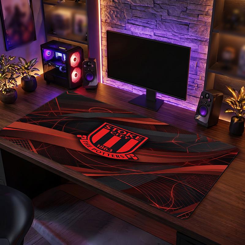Игровой коврик для мыши Stoke City, большой, противоскользящий, расширенный, для игрового стола, офиса, дома